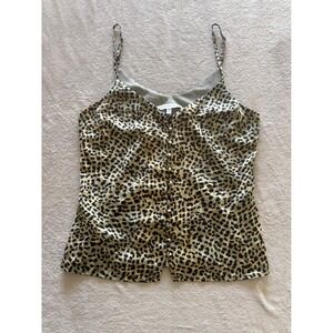 Cupcakes and Cashmere Women's Size XS Leopard Print Cami Top‎ Button Front
